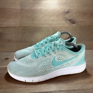 Nike Free RN Girls size 7Y shoes Turquoise White Mesh Running sneakers